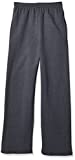 Fruit of the Loom Boys' Fleece Open Bottom Sweatpant, CHARCOAL HEATHER/TIMES SQUARE NAVY STRIPE, Large