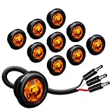 TRUE MODS 10pc 3/4" Round Amber Trailer LED Marker Light [3 Wire/DRL & Turn Signal] [DOT FMVSS 108] [SAE P2PC] [Semi-Spherical Output] [IP67 Waterproof] Round Marker Lights for Trailer Truck