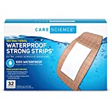 Care Science Waterproof Strong Strips Adhesive Bandages, Extra Large, 32 CT | 100% Waterproof, Heavy-Duty Protection, Helps Prevent Infection for First Aid and Wound Care