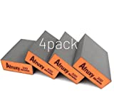 Afruxy Drywall Sanding Sponge Pack of 4 - 320 grit Sanding Block - Super High Density, Weatherproof & Reusable Sanding Sponge for Wood & Metal - Includes 320 grit Sandpaper Sponge