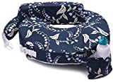 My Brest Friend Original Nursing Pillow | Ergonomic Breastfeeding Pillows | Supports Both Mom & Baby | Breastfeeding Essentials | Handy Side Pocket, Double Straps & Removable Cover, Navy Bluebells