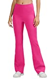 Rosemmetti Women's Bootcut Yoga Pants,High Waisted Flare Pants,Tummy Control Yoga Pants for Workout(059-2 hot Pink/M)