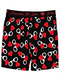 Briefly Stated Prisoner of Love Men's Boxer Shorts Underwear (Large, Black/Red)