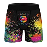 Aueyan Mens Boxer Briefs Valentines Day Underwear Funny Valentines Day Gifts for Him Husband Boyfriend Boys friends Naughty Sexy Cute Novelty Hilarious Gag Gifts for Him Tie Dye and Black M