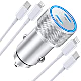 [Apple MFi Certified] Fast Car Charger, Linocell 60W Dual USB C Power Delivery All Metal Rapid Car Charger Adapter with 2Pack Type C to Lightning Cord Quick Car Charging for iPhone/iPad/Airpods