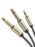 UGREEN 1/8 to 1/4 Stereo Cable 3.5mm TRS to Dual 6.35mm 1/4 TS Mono Y Splitter Audio Cord Adapter Compatible with iPhone, PC, Computer Sound Card, Mixer, Multimedia Speaker, Home Stereo System 6FT
