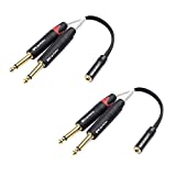Cable Matters 2-Pack Dual 1/4 to 3.5mm Female Stereo Audio Splitter Cable (3.5mm to Dual 1/4 Adapter) in Black - 6 Inches / 0.15 Meters