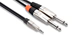 Hosa HMP-006Y REAN 3.5 mm TRS to Dual 1/4 inch TS Pro Stereo Breakout Cable, 6 Feet Cable Length, 24 AWG Oxygen-Free Copper (OFC) Conductors for Enhanced Signal Clarity