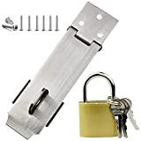 Arlai 5" Stainless Steel Latch Lock Padlock hasp Set, with Screws and Padlock, Your Own Fence Locks gate Lock, for shed Locks with Keys Lock hasp Set