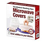 5 Piece Ventilated Microwave Covers Adjustable Steam Vents Assorted Sizes BPA Free Mixed Sizes For Large & Small Food Plates Bowls