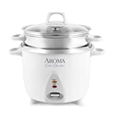 Aroma Housewares 14-Cup (Cooked) / 3Qt. Select Stainless Pot-Style Rice Cooker, & Food Steamer, One-Touch Operation, Automatic Keep Warm Mode, White (ARC-757-1SG)