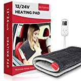 Comfytemp 12V/24V Car Electric Blanket for Back Pain Relief, Travel Blanket with 4 Heating Sets, 11 Auto-Off, Stay On, Portable Mini Blanket for Back Pain, Shoulders and Cramps Relief, 12x 24 Washable