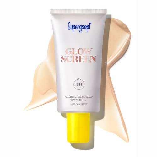 Supergoop! Glowscreen SPF 40 PA+++, 1.7 fl oz - Primer + Broad Spectrum Sunscreen That Helps Filter Blue Light - Adds Instant Glow & Hydration - Contains Hyaluronic Acid, Vitamin B5 & Niacinamide