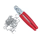 Straight Hog Ring Pliers Set & 200pcs Galvanized Hog Rings  Upholstery Installation Kit for Bungee/Shock Cords/Animal Pet Cages/Bagging/Traps/Sausage Casing/Meat bags/Fencing/Railing by NIDAYE