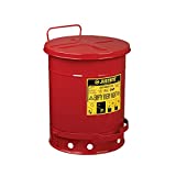 Justrite 9300 10 Gallon Red Galvanized Steel Oily Waste Can with Foot Lever Opening Device