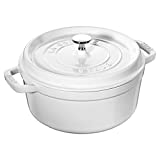 STAUB Cast Iron Dutch Oven 4-qt Round Cocotte, Made in France, Serves 3-4, White