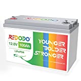 Redodo 12V 100Ah LiFePO4 Lithium Battery, Built-in 100A BMS, Max.1280W Load Power, Up to 15000 Cycles & 10-Year Lifetime, Perfect for Solar Energy Storage, Backup Power, RV, Camping, Off-Grid