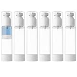 longway 3.4 Oz 100ml Clear Airless Cosmetic Cream Pump Bottle Travel Size Dispenser Refillable Containers for Foundation, Shampoo (Pack of 6)