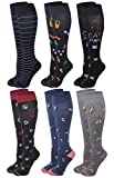 Dr. Motion Women 6 pairs pack everyday compression knee high socks (Assorted -A)