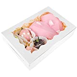 Moretoes 15 Pack Bakery / Treat Boxes with Window For Valentine's Day, 12x8x2.5 Inches White Cookie Box For Desserts, Pastries, Pies, Cakes, Muffins, Donut, Chocolate, Strawberry