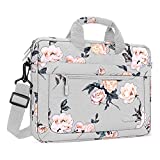 MOSISO Laptop Shoulder Bag Compatible with MacBook Air/Pro,13-13.3 inch Notebook,Compatible with MacBook Pro 14 inch 2023-2021 A2779 M2 A2442 M1, Camellia Sleeve with Adjustable Depth at Bottom, Grey