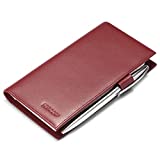HISCOW Supple Leather Checkbook Cover with Free Divider - Italian Calfskin (Wine Red)