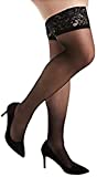 Hanes Women's Plus Size Curves Sheer Lace Thigh High, Black, 1X/2X