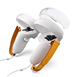 Syntech Touch Controller Grips Compatible with Meta/Oculus Quest 2 Accessories, Soft Silicone Grips Cover with Adjustable Knuckle Straps, and Halo Protectors(White-Orange)