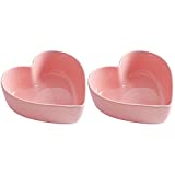 Wait Fly 2pcs Heart-Shaped Bowls for Salad Soup Snack Dessert Household Cooking Bowls for Home Kitchen, Pink