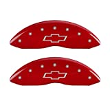 MGP Caliper Covers - Brake Caliper Covers 2015-2020 Chevrolet Suburban 2015-2020 Chevrolet Tahoe (2017-2019 Tahoe Premier STD brakes, non Brembo) Front and Rear Set -Bowtie Logo - Red