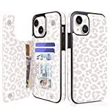 uCOLOR Compatible with iPhone 14 Plus 6.7" Wallet Case with Card Holder Slots Folio Flip PU Leather Kickstand Magnetic Clasp and RFID Blocking Cover (Beige Leopard)