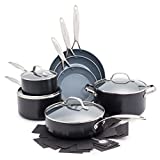 GreenPan Valencia Pro Hard Anodized Healthy Ceramic Nonstick 11 Piece Cookware Pots and Pans Set, PFAS-Free, Induction, Dishwasher Safe, Oven Safe, Gray