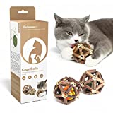 Potaroma Catnip Toys, 3Pcs Cat Toys Natural Silvervine Stick Cage Balls & Bell Ball for Indoor Cats, Kitten Cleaning Teeth Molar Matatabi Cat Chew Toy All Breeds