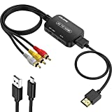 ABLEWE RCA to HDMI Converter, AV to HDMI Converter with RCA Cable & HDMI Cable Supports PAL/NTSC for Roku/VHS/VCR/Blue-Ray DVD Players