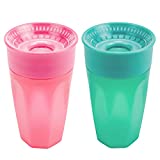 Dr. Brown's Milestones Cheers 360 Training Cup for Toddlers & Babies, Leak-Free Sippy Cup, Pink & Turquiose, 10 oz/300mL, 2 Pack