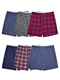 Fruit of the Loom Men's Tag-Free Woven Boxer Shorts, Relaxed Fit, Moisture Wicking, Color Multipacks, Assorted Plaid, X-Large