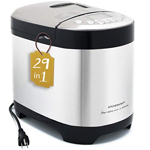 KITCHENARM 29-in-1 SMART Bread Machine with Gluten Free Setting 2LB 1.5LB 1LB Bread Maker Machine with Homemade Cycle - Stainless Steel Breadmaker with Recipes Whole Wheat Bread Making Machine