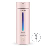 CHACEEF Travel Electric Kettle, 350ml Portable Kettle, Small Electric Kettle with Non-stick Coating, BPA Free, 3 Colors LED Water Boiler with Keep Warm Function, Fast Boil and Auto Shut Off, Pink
