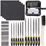 Glarks 18Pcs Assorted Wood Rasp Set Include 12Pcs Mini Hand Metal Files, A Brush and Storage Box with 4Pcs Sandpaper for Fixing Jewelers Diamond Wood Carving Craft