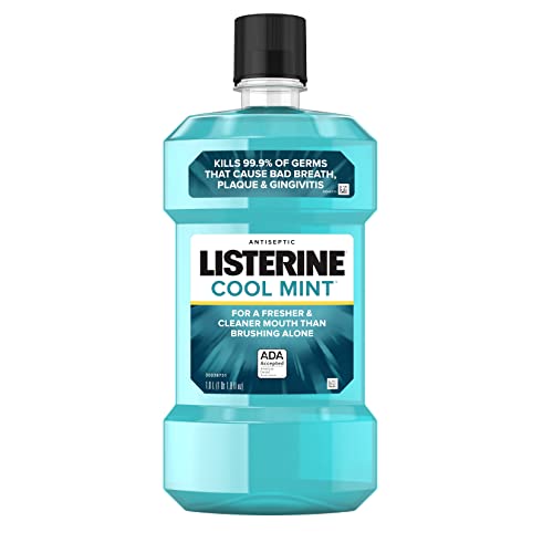 Listerine Cool Mint Antiseptic Mouthwash, Bad Breath, Plaque & Gingivitis, Mint, 1 L