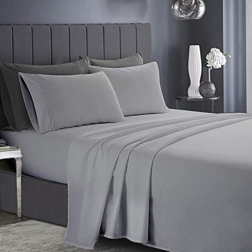 Infinitee Xclusives Premium Grey Queen Sheets Set - 4 Piece Bed Sheets - Soft Brushed Microfiber Fabric - 16 Inches Deep Pockets Sheets Wrinkle Free & Fade Resistant