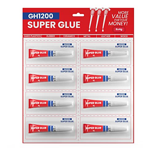 4 Gram x 8 Strong Super Glue All Purpose with Anticlog Cap. Super Fast & Strong Adhesive superglue, Cyanoacrylate Glue for Hard Plastics, DIY Crafts and Many More