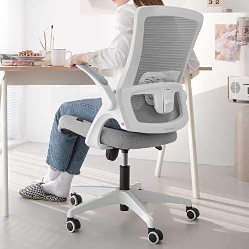 NEO CHAIR High Back Mesh Chair Adjustable Height and Ergonomic Design Home Office Computer Desk Chair Executive Lumbar Support Padded Flip-up Armrest Swivel Chair (Grey)