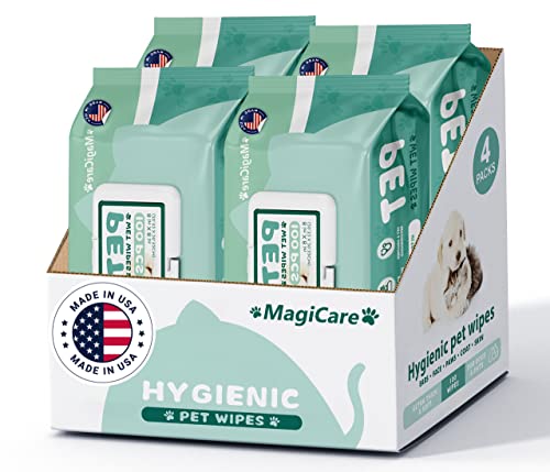 MAGICARE Dog Wipes  400 pcs Dog Cleaning Wipes Bundle  Enriched with Vitamin E and Aloe Vera  8 x 8 inch Cat Cleaning Wipes  Large Pet Wipes Made in The USA  Vet and Groomer Recommended