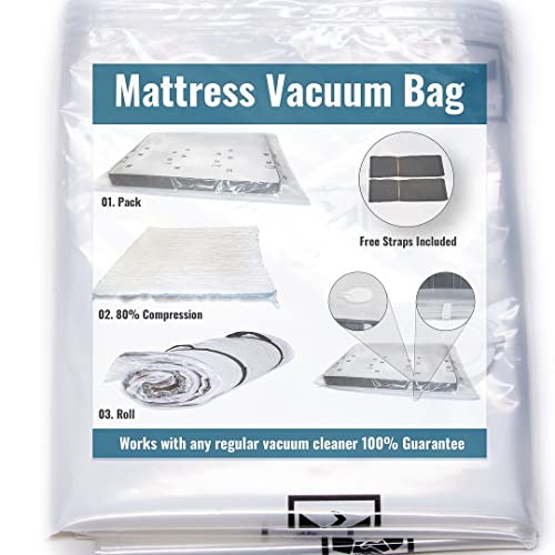 Mattress Vacuum Bag King/California King for Moving. Foam Mattress Vacuum Bag. Mattress Compression Vacuum Bag. Achieve 80% Compression. Vacuum Bag for Mattress.