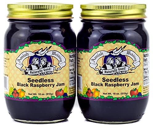 Amish Wedding All Natural Seedless Black Raspberry Jam 18 Ounces (Pack of 2)