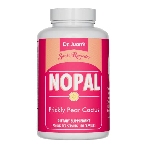 Santo Remedio Nopal. Sugar and Gluten Free Dietary Supplement. Prickly Pear Cactus Dietary Supplement. 700 mg, 180 Capsules.