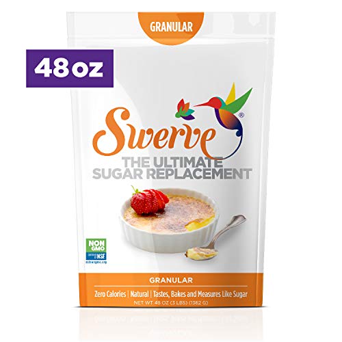 Swerve Ultimate Sugar Replacement Sweetener, Granular Sugar Substitute, Zero Calorie, Keto Friendly, Zero Sugar, Non-Glycemic, Gluten Free, 3 lbs Bag(Packaging May Vary)