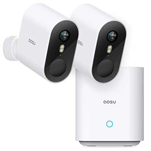 AOSU Security Cameras Wireless Outdoor Home System, True 2K HD Night Vision, No Subscription, 240-Day Battery Life, 166 Wide View, Spotlight & Sound Alarm, Motion Only Alert, Support 2.4G & 5G WiFi