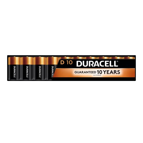 Duracell Coppertop D Batteries, 10 Count Pack, D Battery with Long-lasting Power, All-Purpose Alkaline D Battery for Household and Office Devices